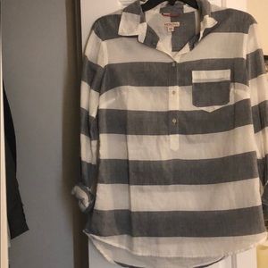 Grey & White Linen Top